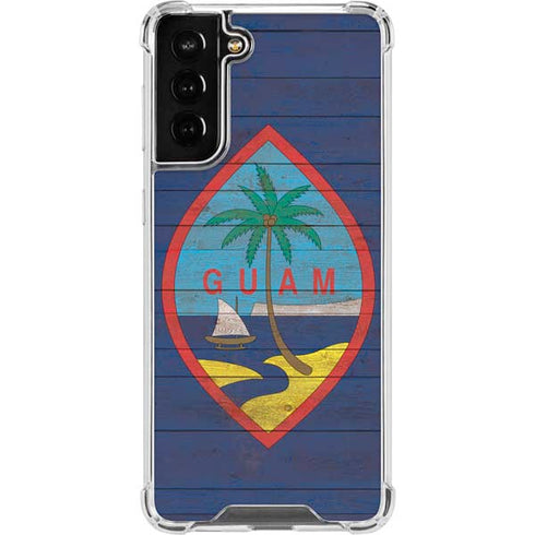 Guam Flag Dark Wood Galaxy S22 Plus Clear Case